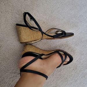 AT Loft rattan low wedge sandals